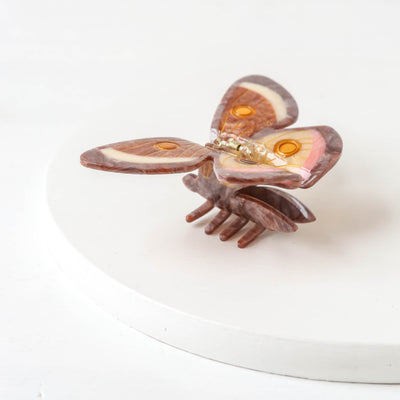 Hand Painted Cellulose Hair Claw - Silk Moth