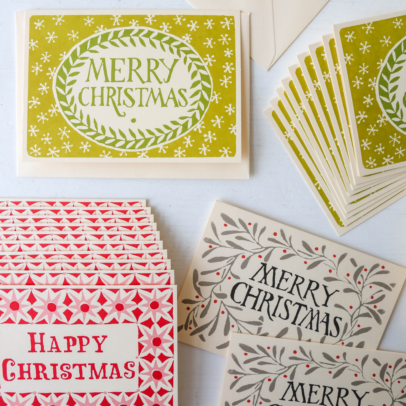 Pack of 10 Alhambra Happy Christmas Cards - Pink