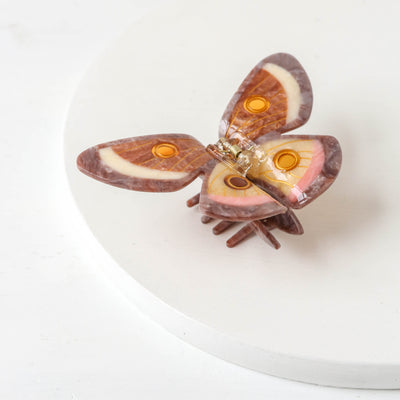 Hand Painted Cellulose Hair Claw - Silk Moth