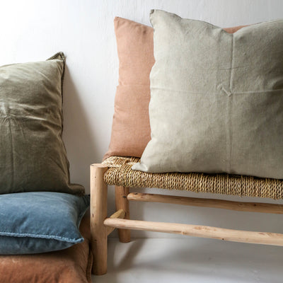 Cotton Velvet Cushion Cover - Chalk Blue