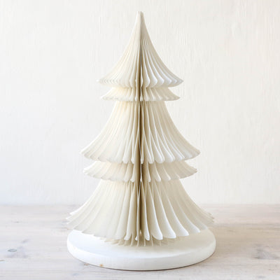30cm Ornate Honeycomb Christmas Tree - White