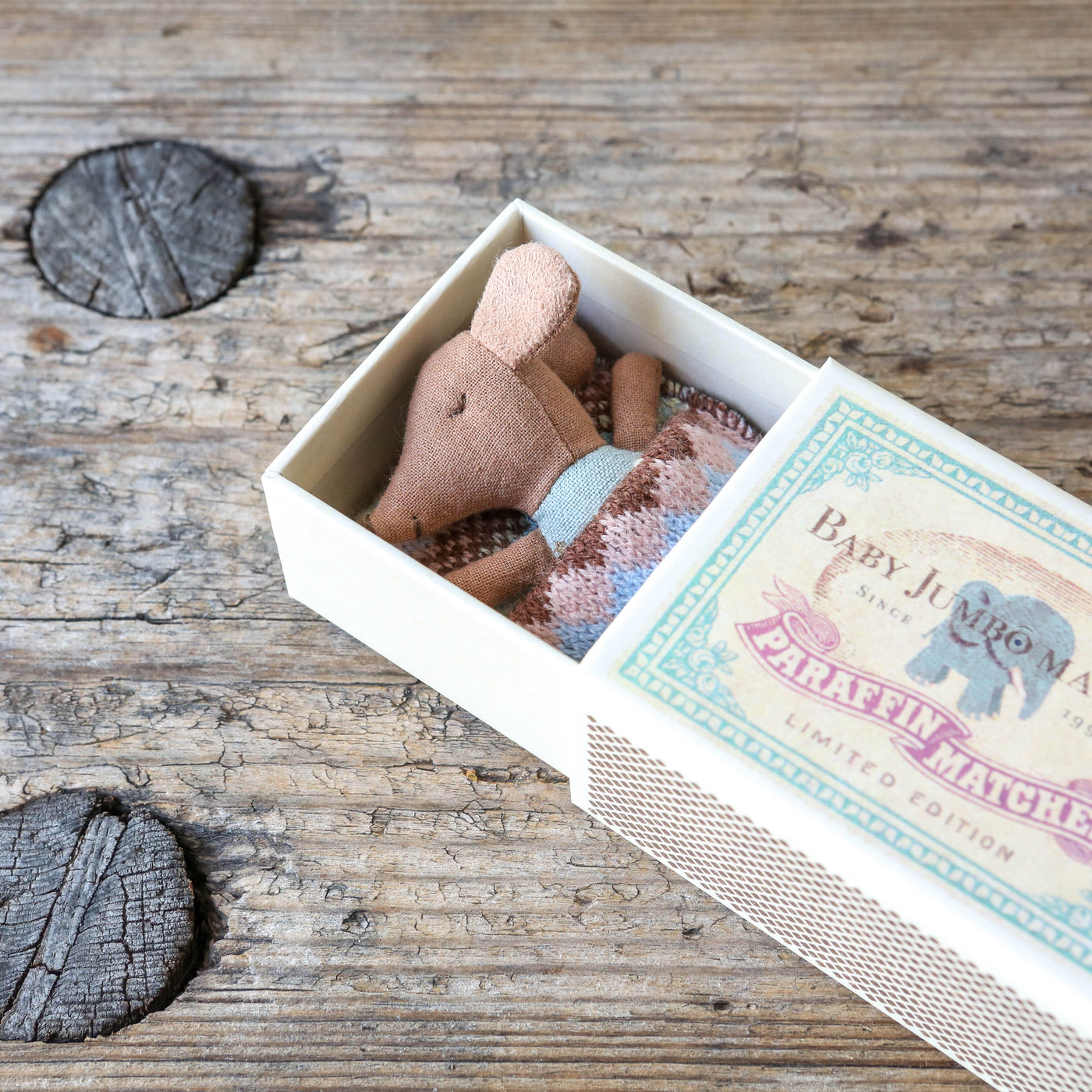 Sleepy / Wakey Baby Mouse Toy in Matchbox - Blue