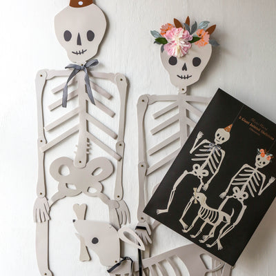Pack of 3 Giant Halloween Jointed Skeletons with Dog!
