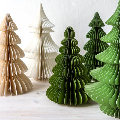 26cm Slim Honeycomb Christmas Tree - Cream