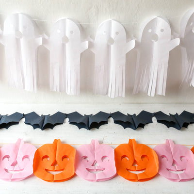 Tissue Paper Halloween Garlands - Pack of Three
