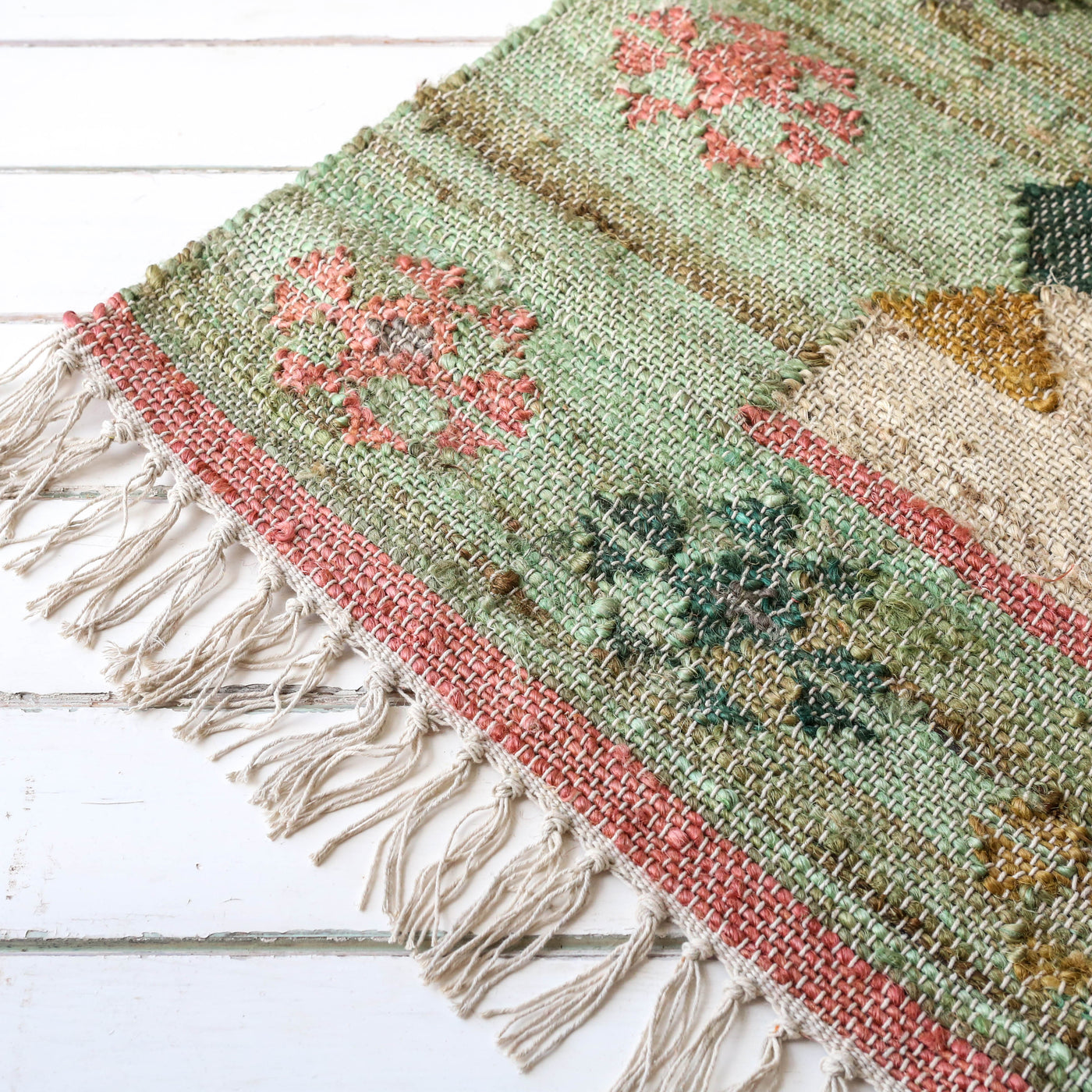 Teal and Pink Kelim Woven Rug - 120 x 180cm