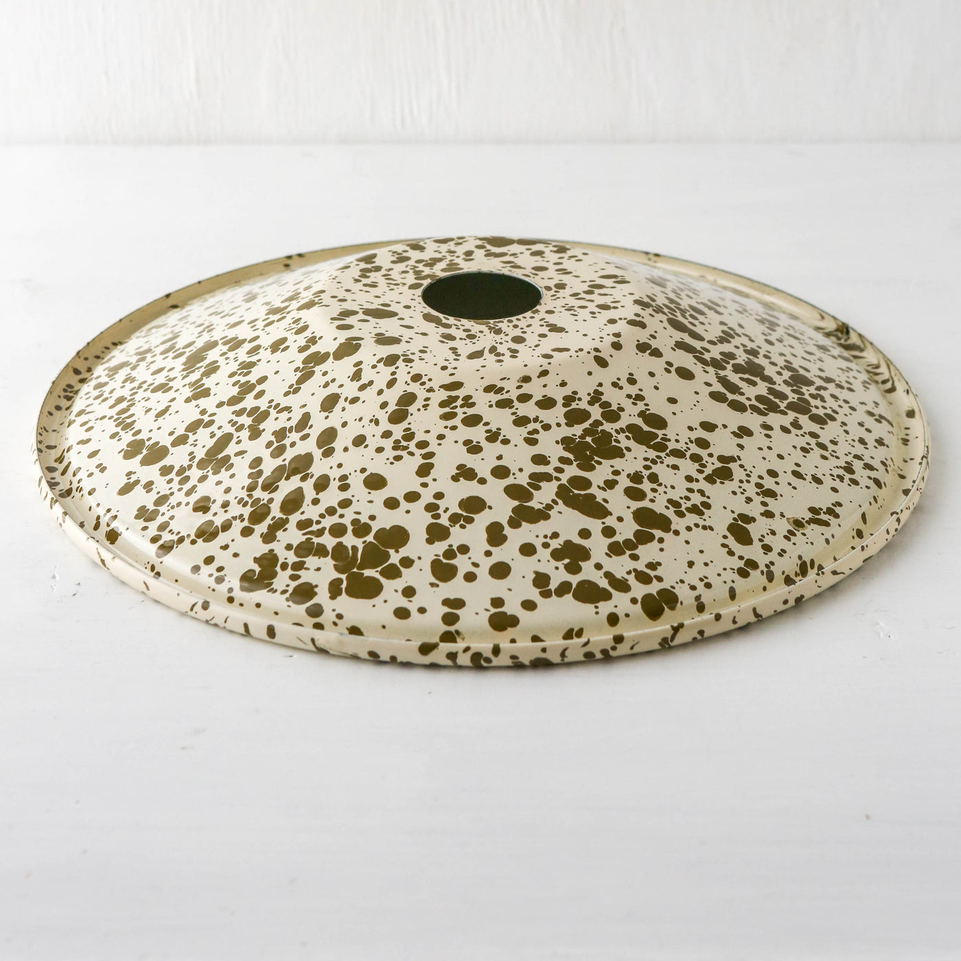 Splatterware Factory Style Enamel Lampshade - Olive Green