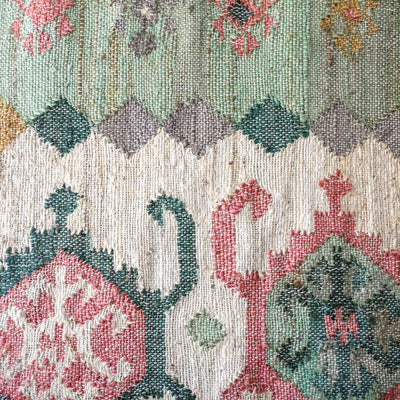 Teal and Pink Kelim Woven Rug - 120 x 180cm