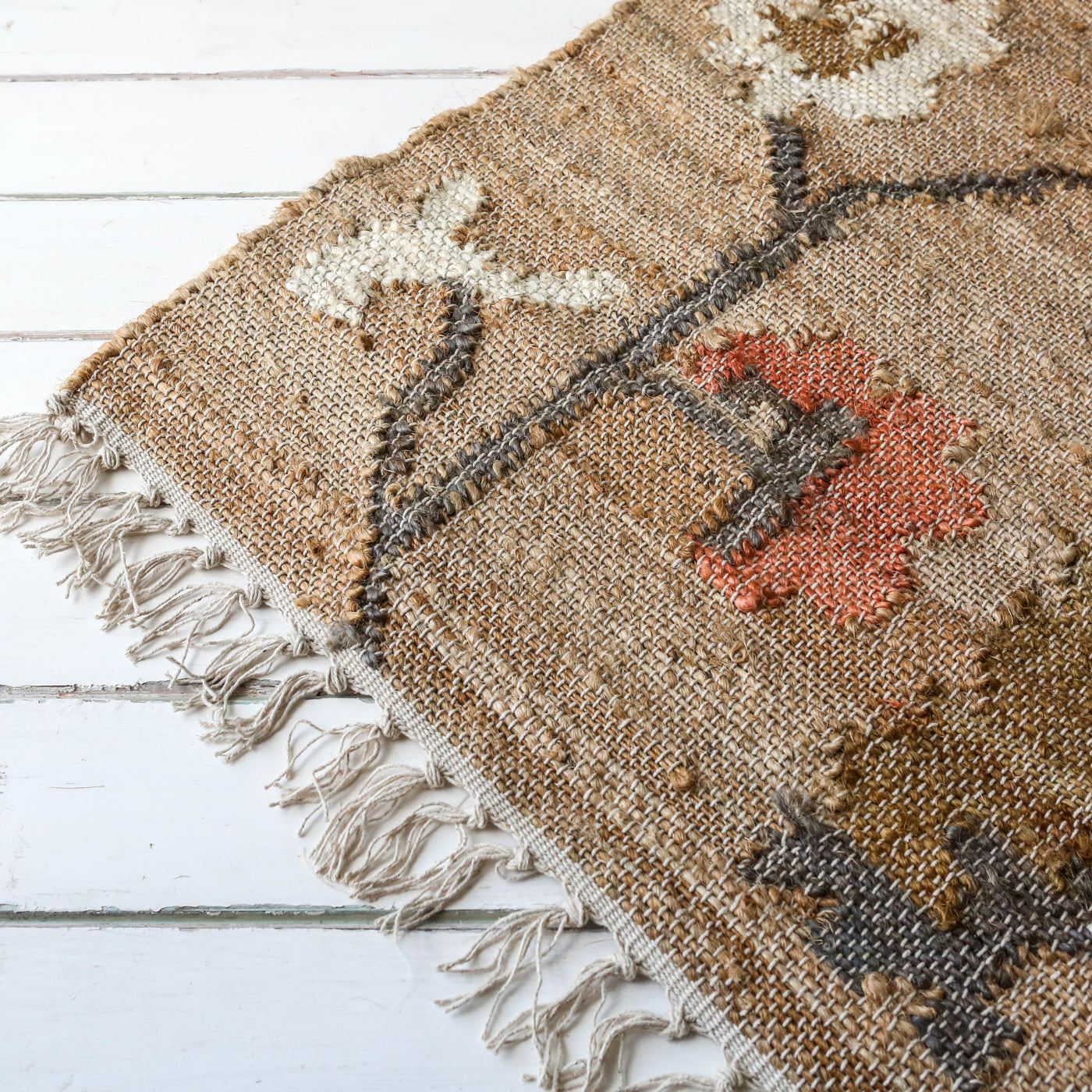 Beige Floral Kelim Woven Rug - 120 x 180cm