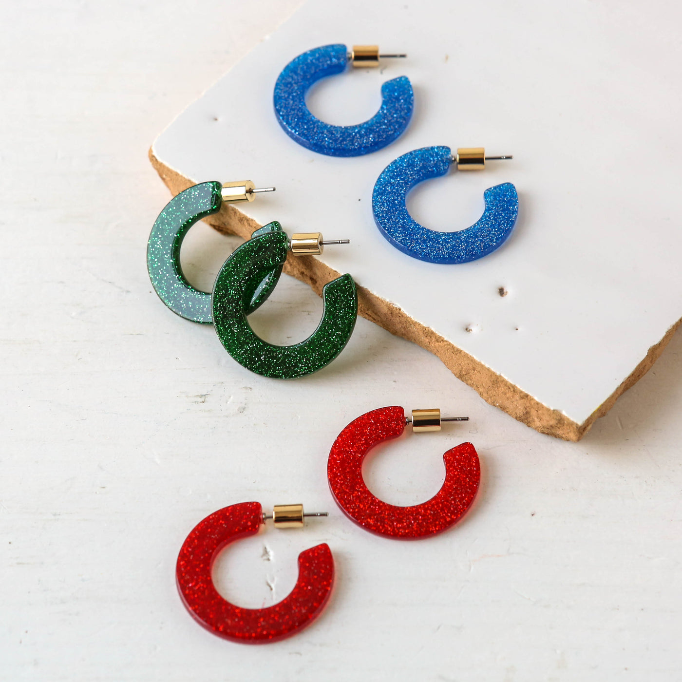 Paulina Flat Resin Hoop Earrings