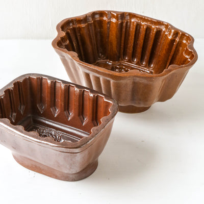 Vintage Stoneware Jelly Mould - Plant Design