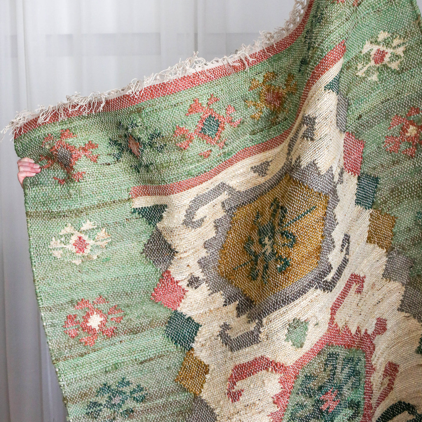 Teal and Pink Kelim Woven Rug - 120 x 180cm