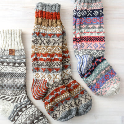 Long Socks - Fairisle Grey