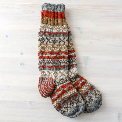 Long Socks - Fairisle Grey