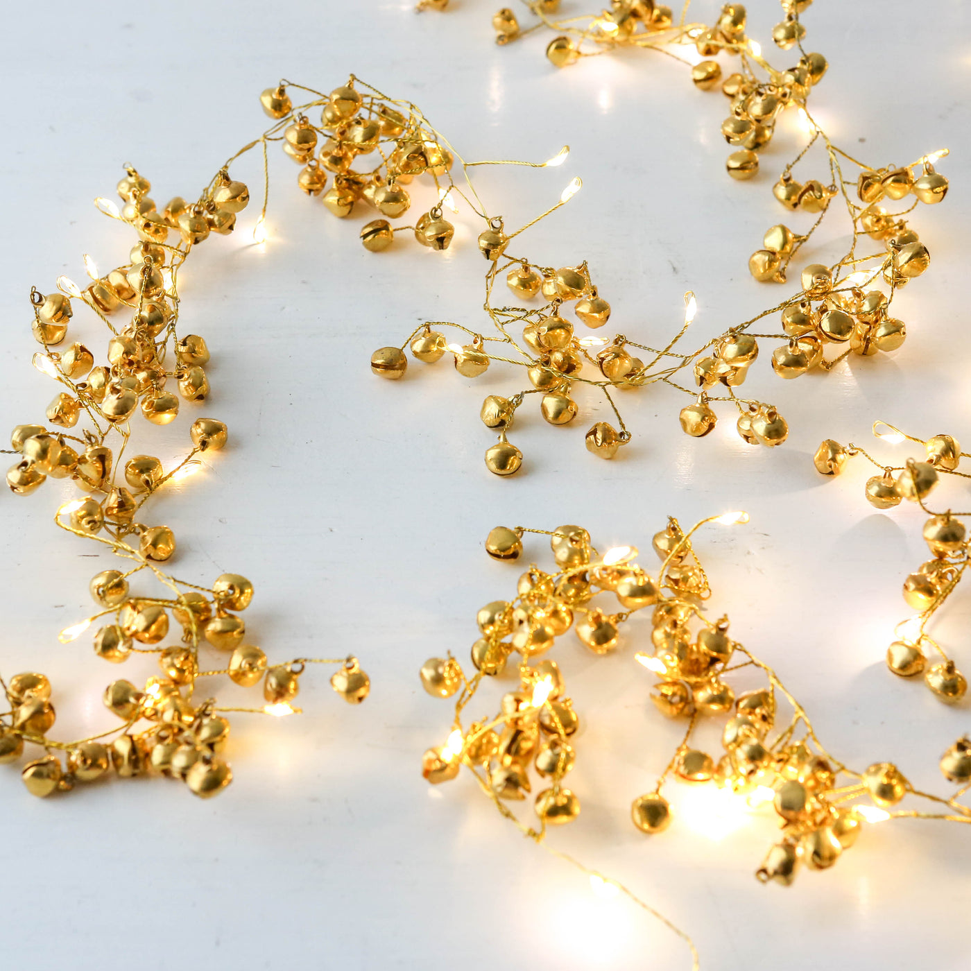 Illuminated Golden Bell Garland - 80 lights 2m, Mains Powered