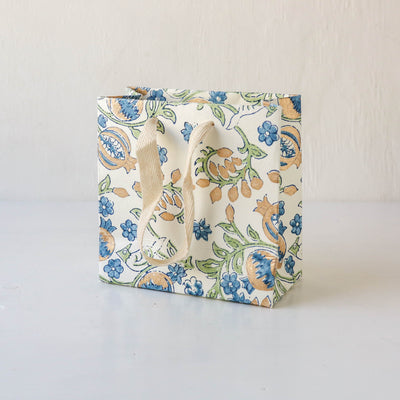 Hand Block Printed Paper Gift Bag - Indigo