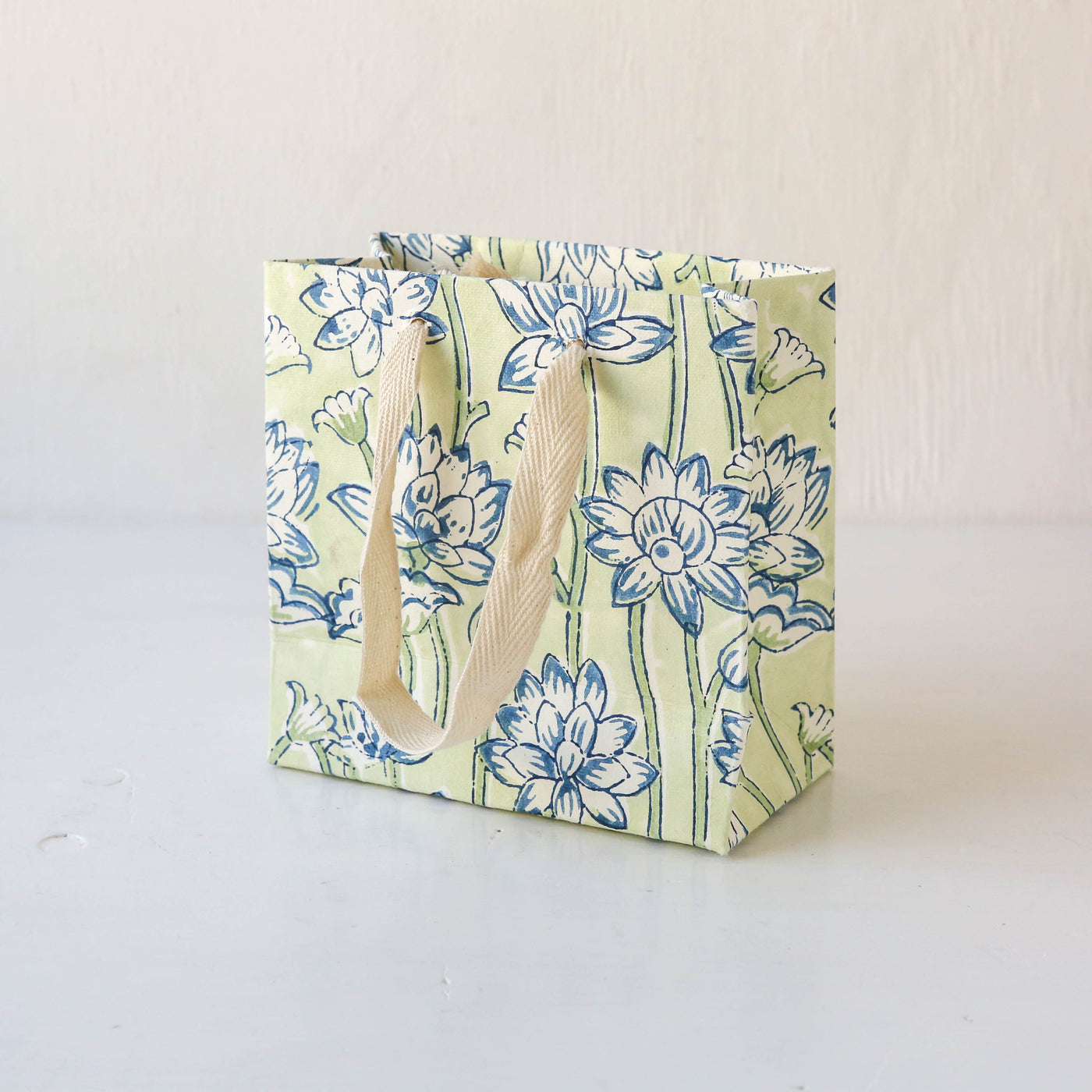 Hand Block Printed Paper Gift Bag - Indigo