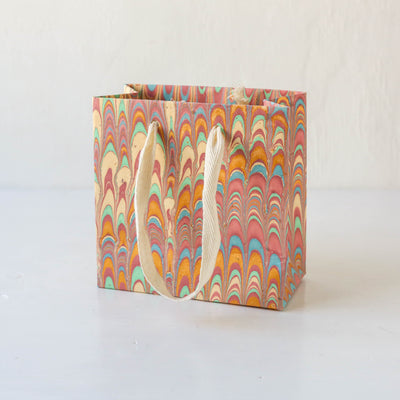 Hand Marbled Printed Paper Gift Bag - Bouquet