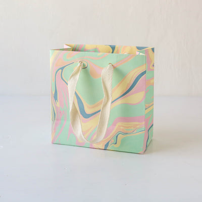 Hand Marbled Printed Paper Gift Bag - Bouquet