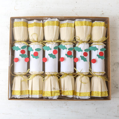 Holly Berry and Gold Christmas Crackers