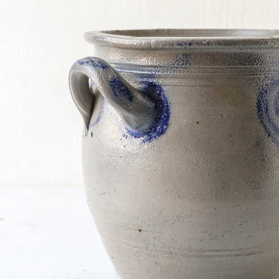 Vintage Alsace Salt Glazed Handled Confit Pot - Large