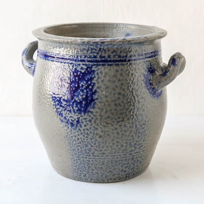 Vintage Alsace Salt Glazed Handled Confit Pot - Large