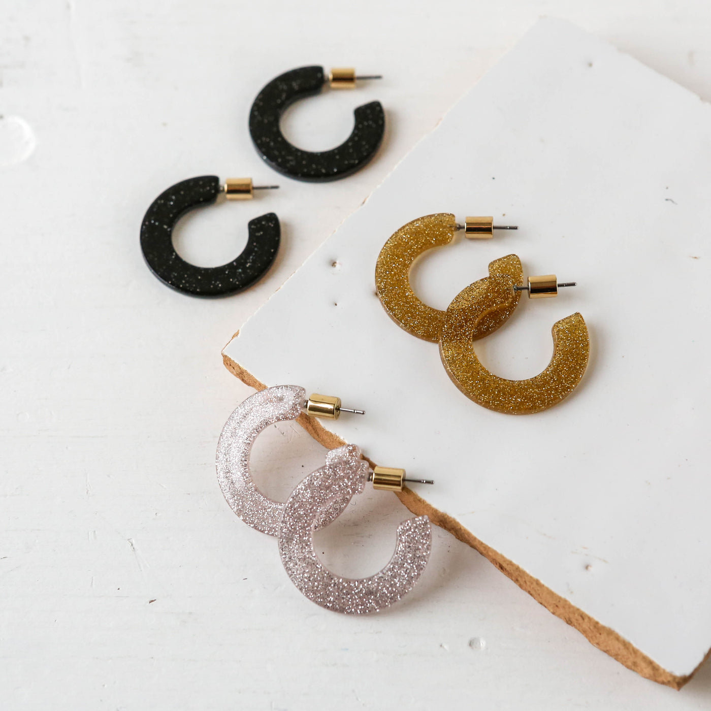 Emmauela Flat Resin Hoop Earrings