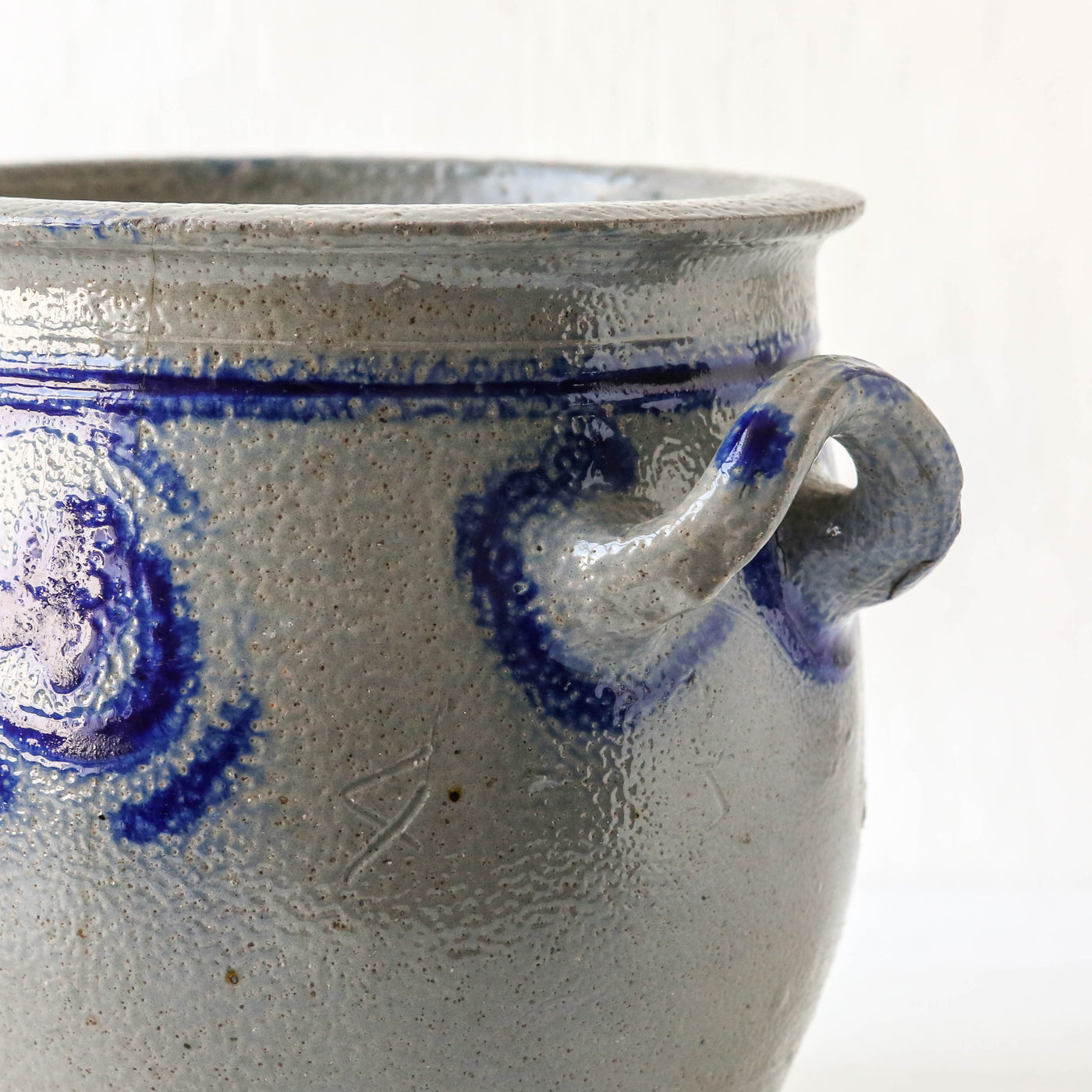 Vintage Alsace Salt Glazed Handled Confit Pot - Large