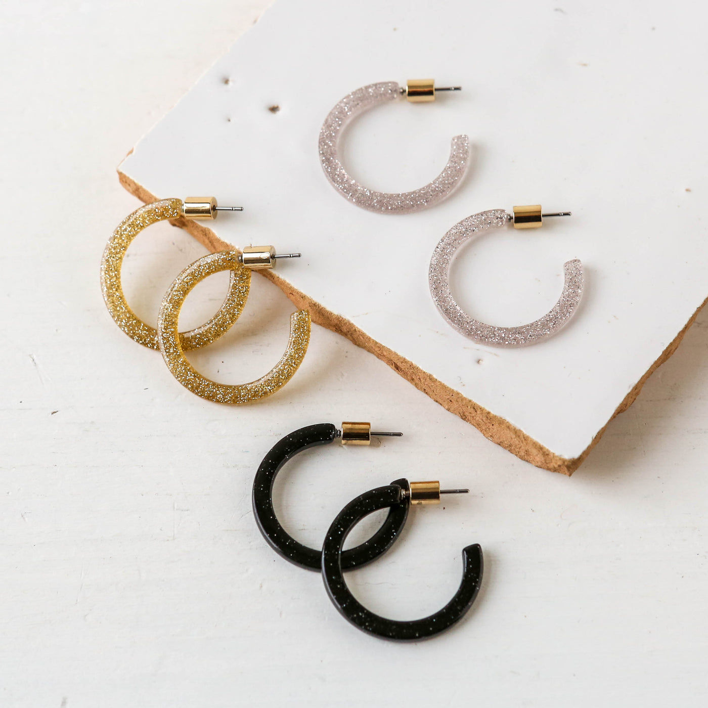 Emmauela Skinny Resin Hoop Earrings