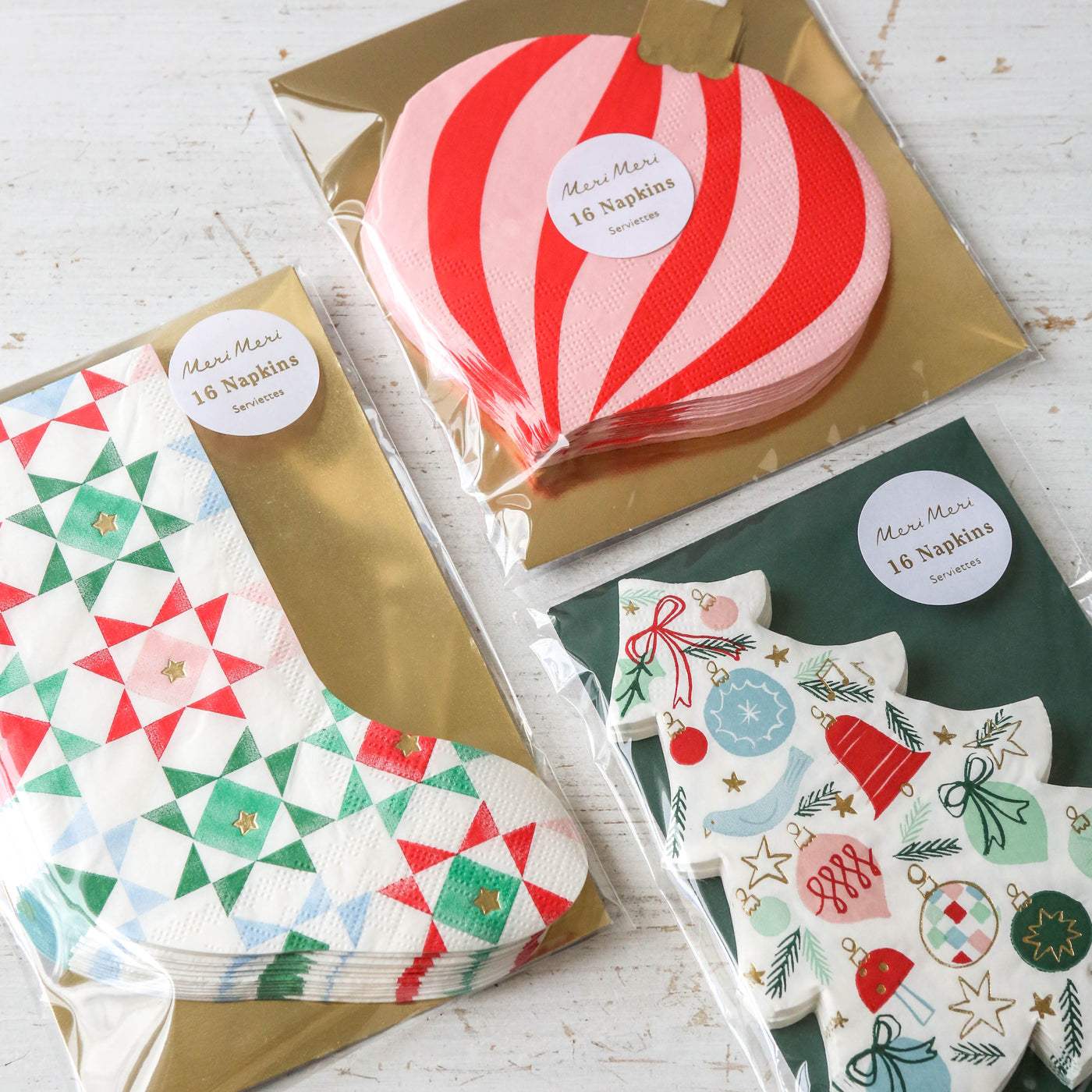 Striped Ornament Festive Napkins