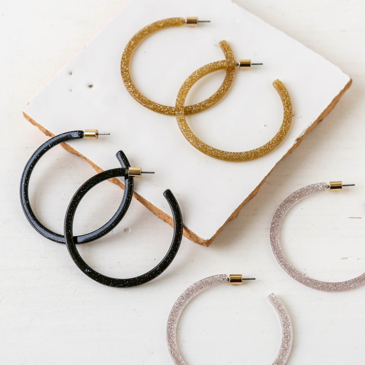 Emmauela Skinny Statement Resin Hoop Earrings