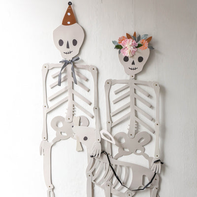 Pack of 3 Giant Halloween Jointed Skeletons with Dog!