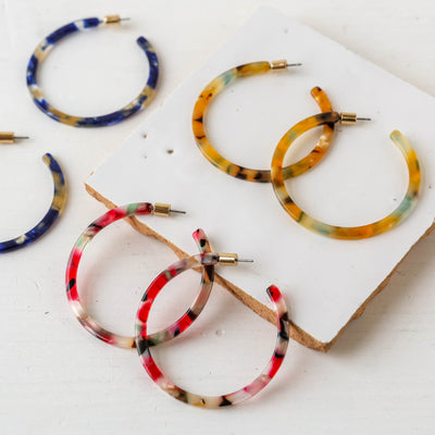 Octavia Skinny Statement Resin Hoop Earrings