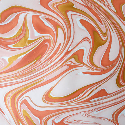 Hand Marbled Wrap - Waves Coral