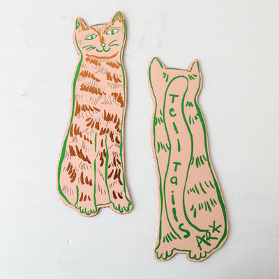 Cat Tails Leather Bookmark
