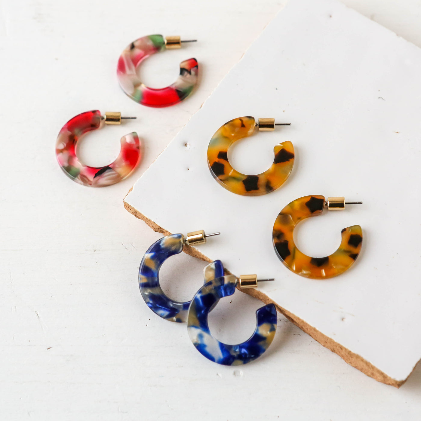 Octavia Flat Resin Hoop Earrings