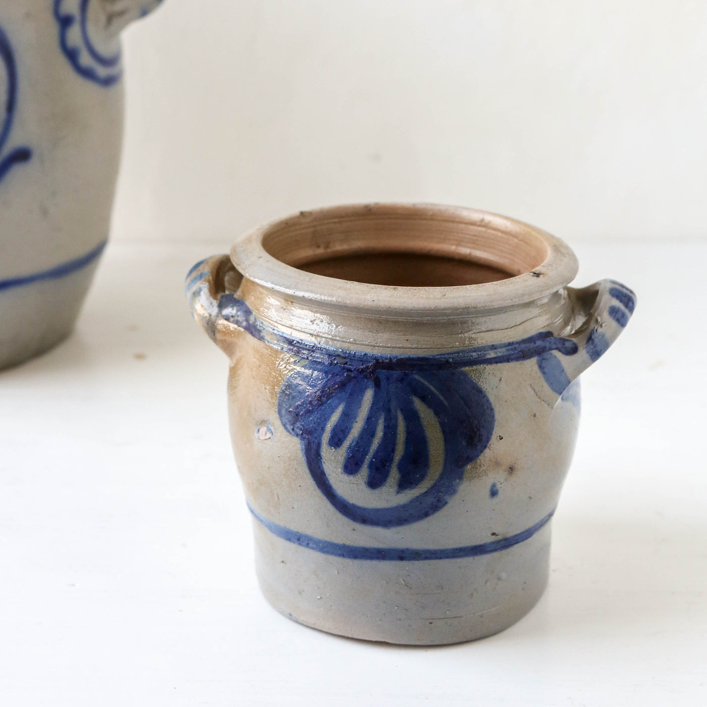 Vintage Alsace Salt Glazed Handled Confit Pot - Small