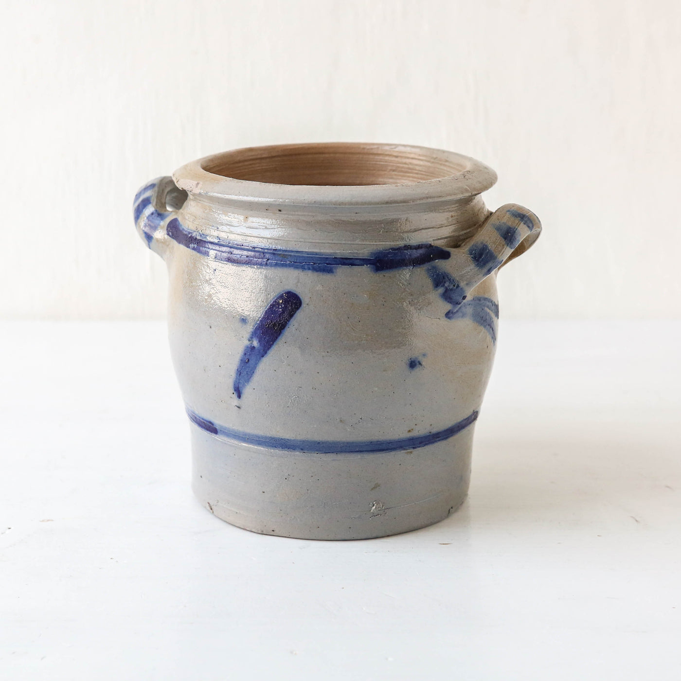 Vintage Alsace Salt Glazed Handled Confit Pot - Small