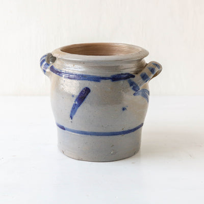 Vintage Alsace Salt Glazed Handled Confit Pot - Small