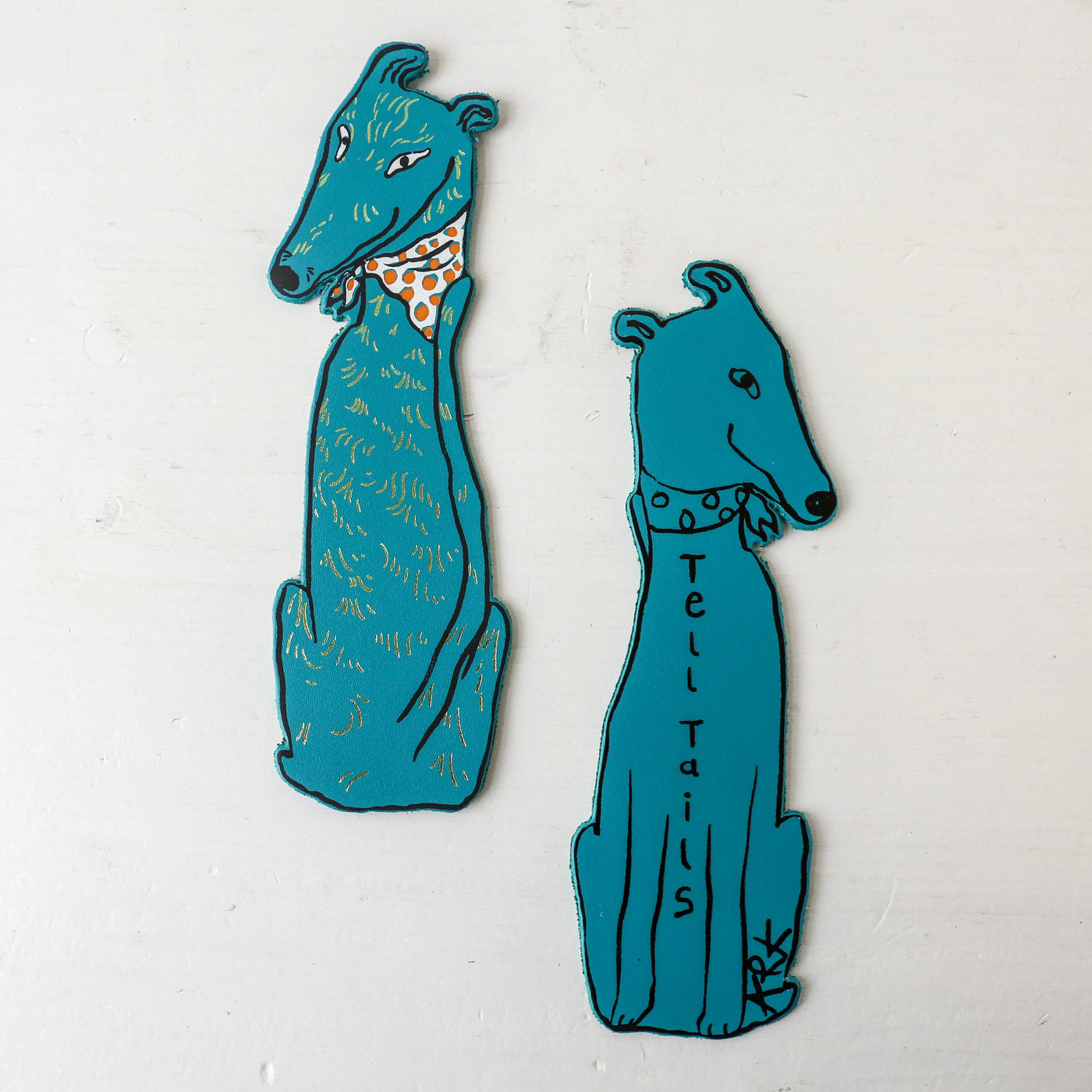 Dog Tails Leather Bookmark