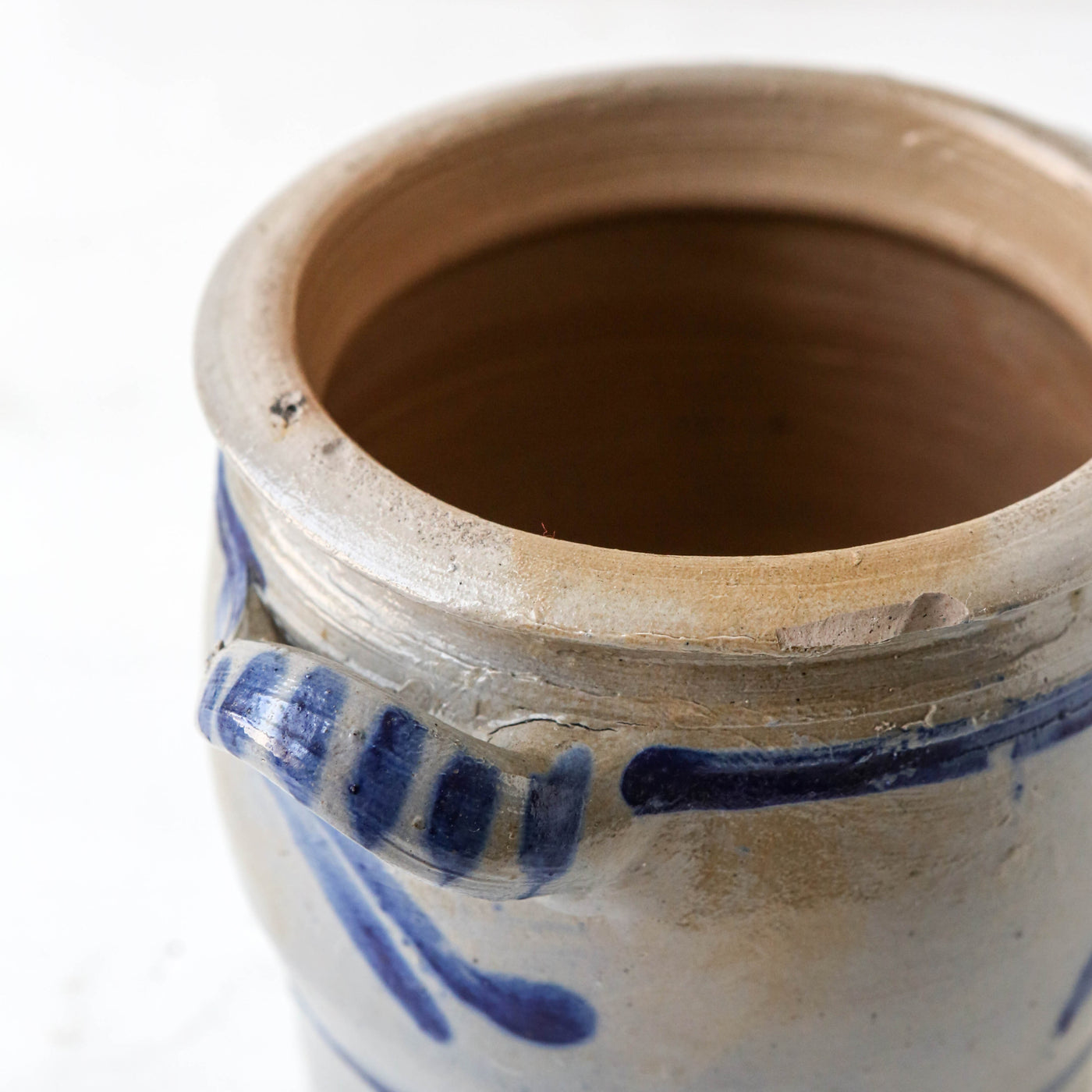 Vintage Alsace Salt Glazed Handled Confit Pot - Small