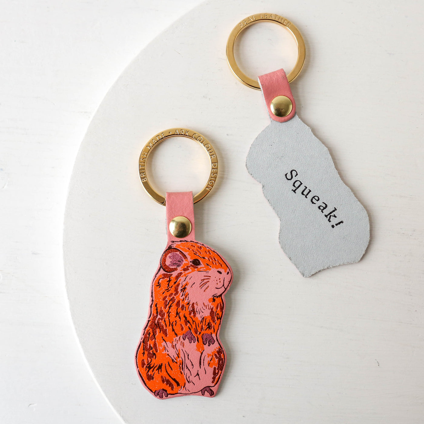 Guinea Pig Leather Keyring