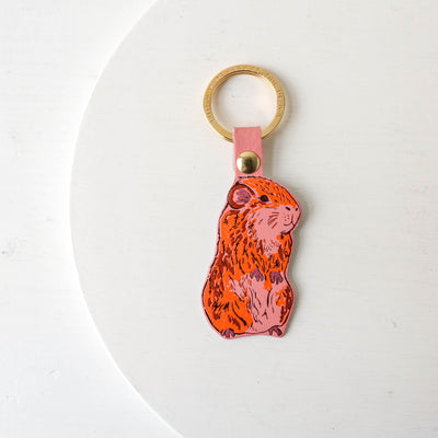 Guinea Pig Leather Keyring