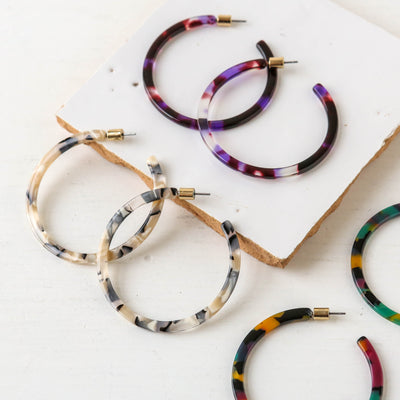 Livia Skinny Statement Resin Hoop Earrings