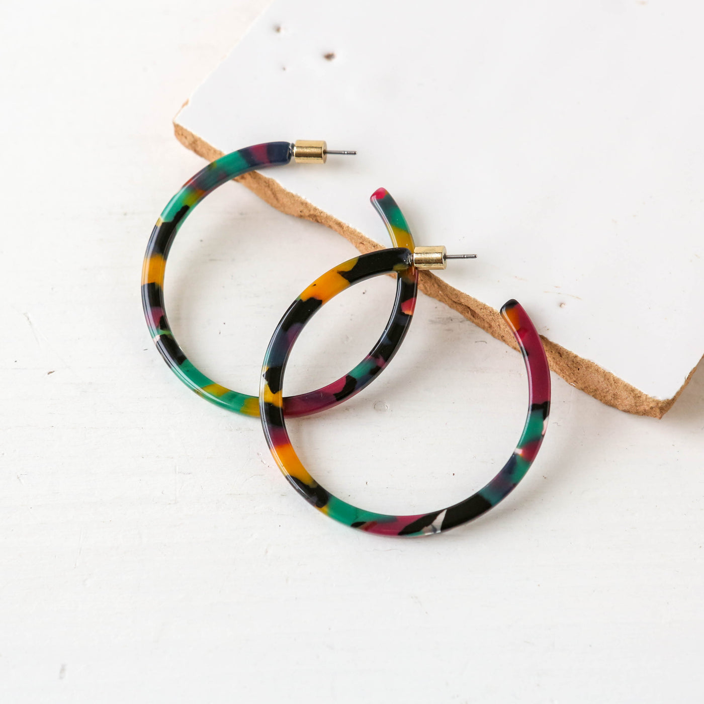 Livia Skinny Statement Resin Hoop Earrings