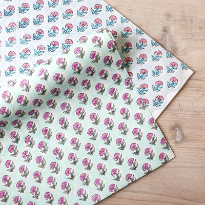 Hand Block Printed Wrap - Daisy Teal