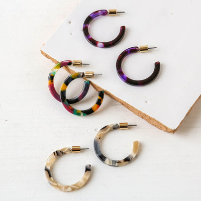 Livia Skinny Resin Hoop Earrings