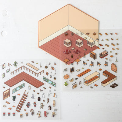 3D Miniature Shop Scene Sticker Pack