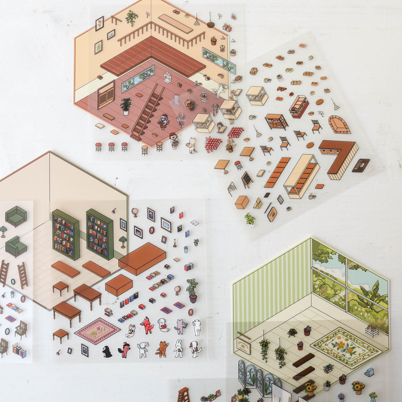 3D Miniature Shop Scene Sticker Pack