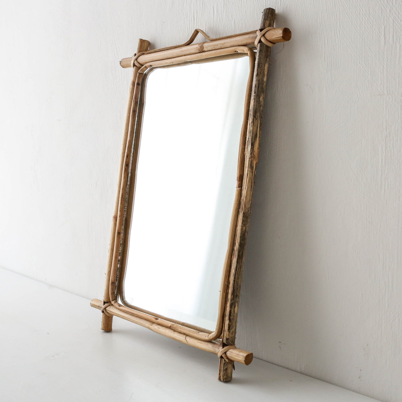 Hanging Mirror with Bamboo Frame
